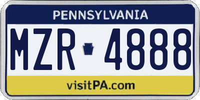 PA license plate MZR4888
