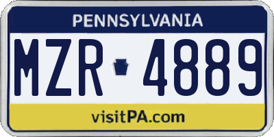 PA license plate MZR4889