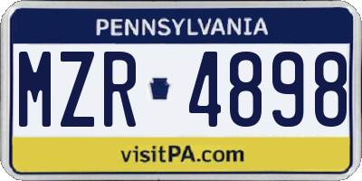 PA license plate MZR4898