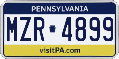 PA license plate MZR4899
