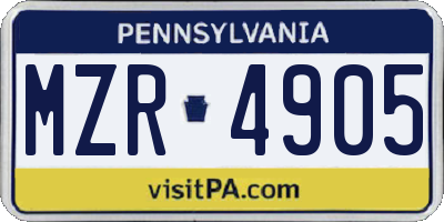 PA license plate MZR4905
