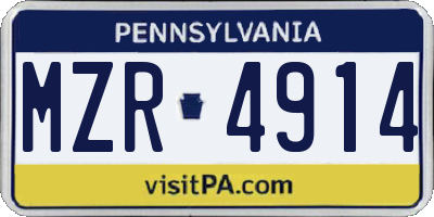 PA license plate MZR4914