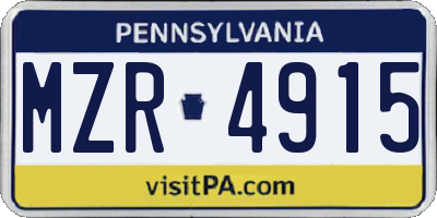 PA license plate MZR4915