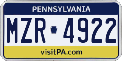 PA license plate MZR4922