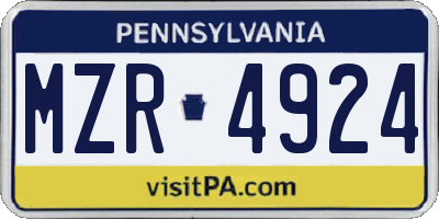 PA license plate MZR4924