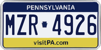 PA license plate MZR4926