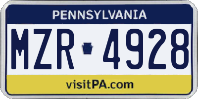 PA license plate MZR4928