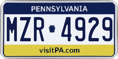 PA license plate MZR4929