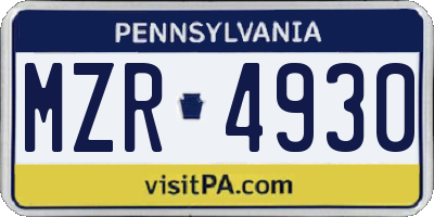 PA license plate MZR4930
