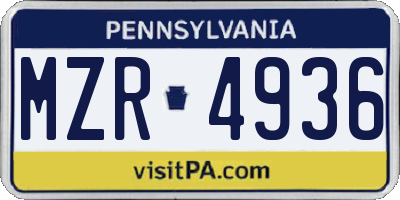 PA license plate MZR4936
