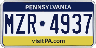 PA license plate MZR4937