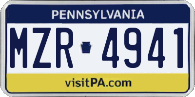 PA license plate MZR4941