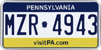 PA license plate MZR4943