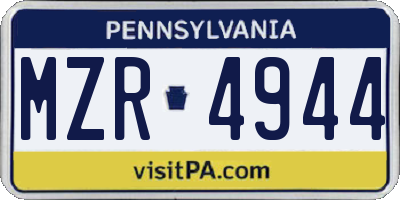 PA license plate MZR4944