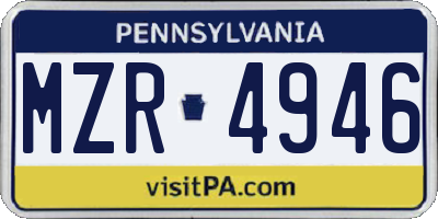 PA license plate MZR4946