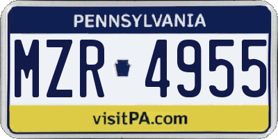 PA license plate MZR4955