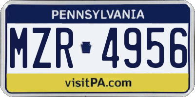 PA license plate MZR4956