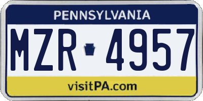 PA license plate MZR4957