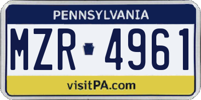 PA license plate MZR4961