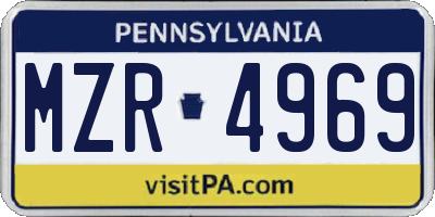 PA license plate MZR4969