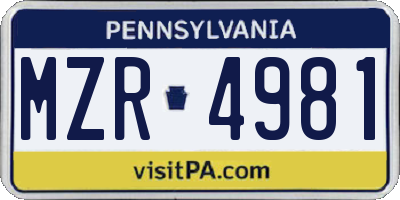 PA license plate MZR4981