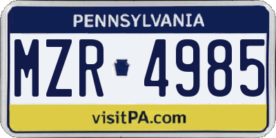 PA license plate MZR4985