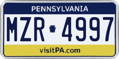 PA license plate MZR4997