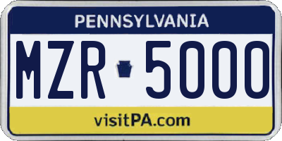 PA license plate MZR5000