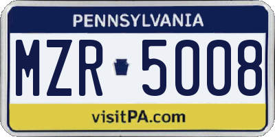 PA license plate MZR5008