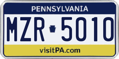 PA license plate MZR5010