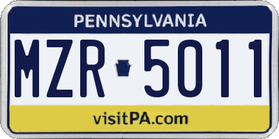 PA license plate MZR5011