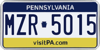 PA license plate MZR5015