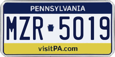 PA license plate MZR5019