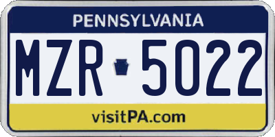 PA license plate MZR5022