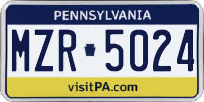 PA license plate MZR5024