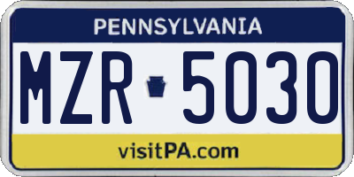 PA license plate MZR5030
