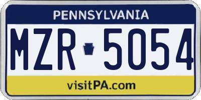 PA license plate MZR5054
