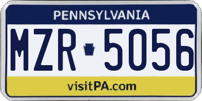 PA license plate MZR5056