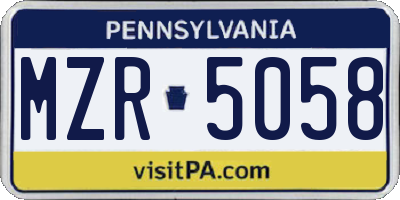 PA license plate MZR5058