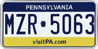 PA license plate MZR5063