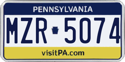 PA license plate MZR5074