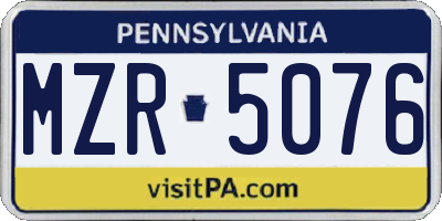 PA license plate MZR5076