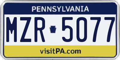 PA license plate MZR5077