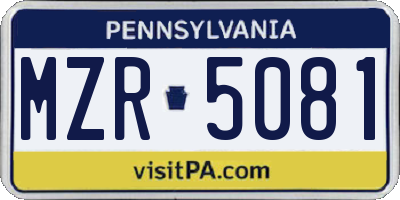 PA license plate MZR5081