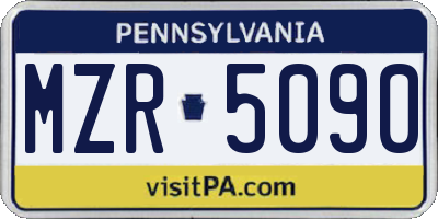 PA license plate MZR5090