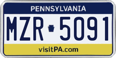 PA license plate MZR5091