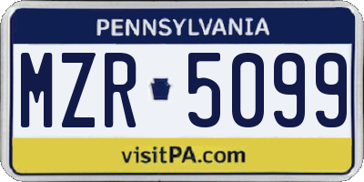 PA license plate MZR5099