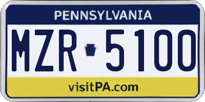 PA license plate MZR5100
