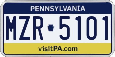PA license plate MZR5101