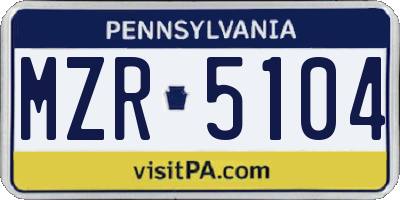 PA license plate MZR5104